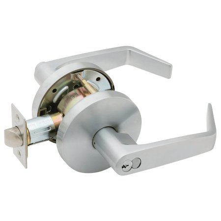 FALCON Grade 2 Entry Cylindrical Lock, SFIC Prep With Construction Core, Dane Lever, Standard Rose, Satin W501HD D 626